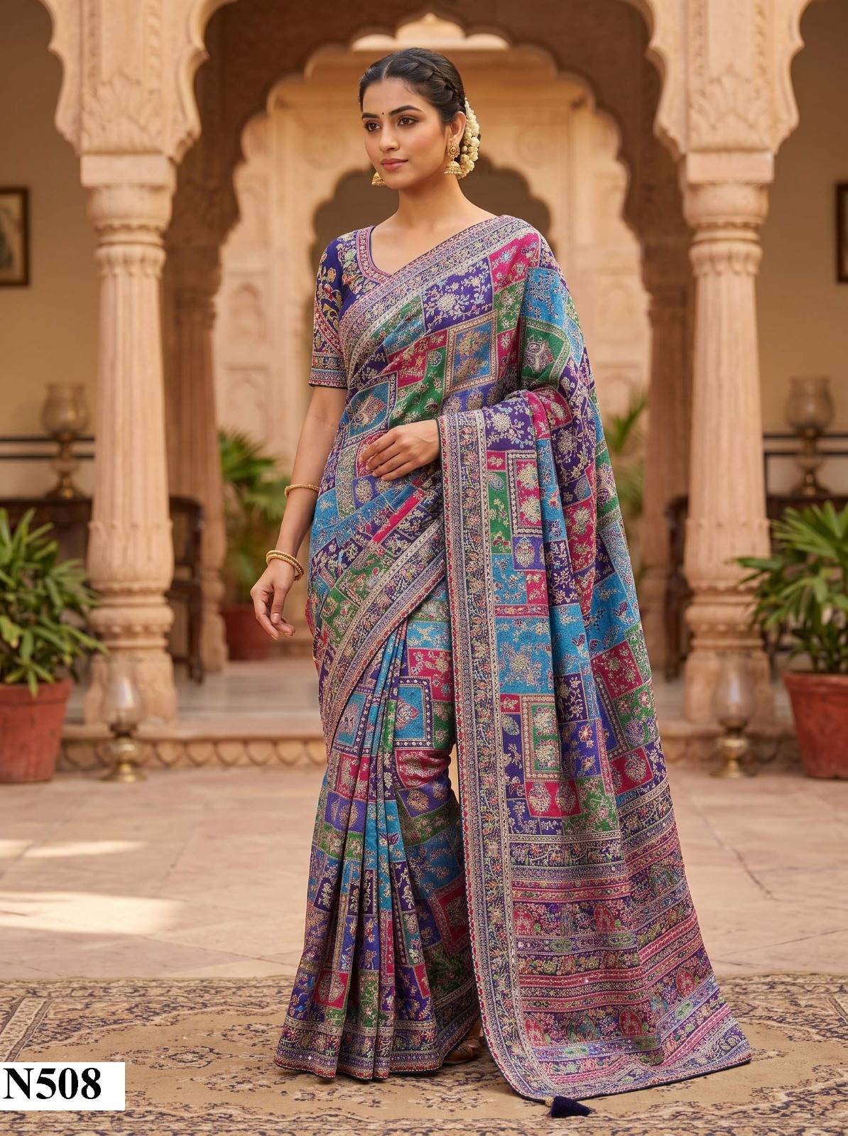 NIMAYA -RAJWADI VOL 03 by MAHOTSAV  N490 to N508 series  Colorful casual and party Wear natural crepe with aari hand work sarees At Wholesale
